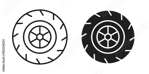 Tyre icon symbol. Classic flat and linr style