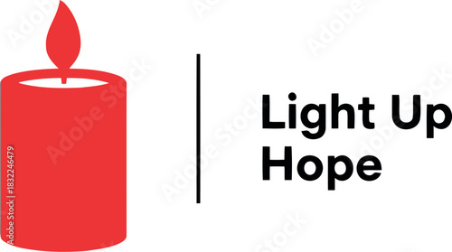 Red burning candle icon with 'light up hope' phrase on white
