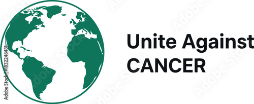 Global solidarity: unite against cancer with world map symbol