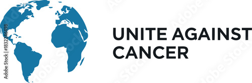 Unite against cancer global awareness campaign with earth icon