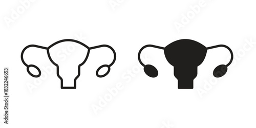 Uterus icon symbol. Classic flat and linr style