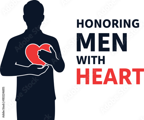 Silhouette of man holding heart, honoring men with compassion