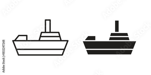 Warship icon symbol. Classic flat and linr style