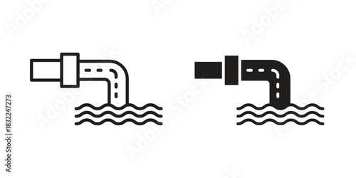 Waste water icon symbol. Classic flat and linr style