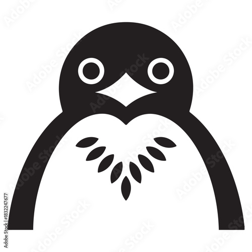 Stylized Black Penguin Icon bird animal