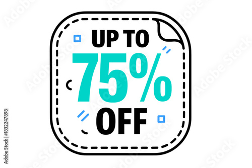 Modern promotional sticker badge design showing seventy-five percent discount for retail marketing