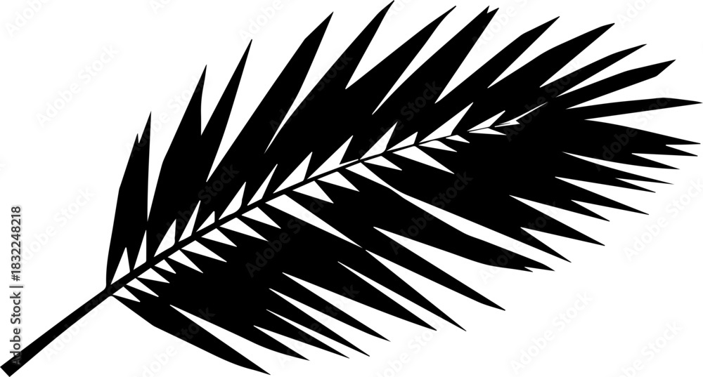 Fototapeta premium Tropical vibes with this palm leaf silhouette, perfect for adding a summery, exotic touch to your designs and branding projects with a modern vector feel