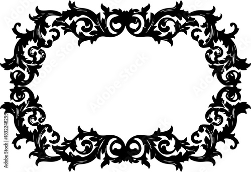 Elegant baroque frame with intricate floral details for sophisticated design projects, wedding invitations, and vintage-inspired creative artwork