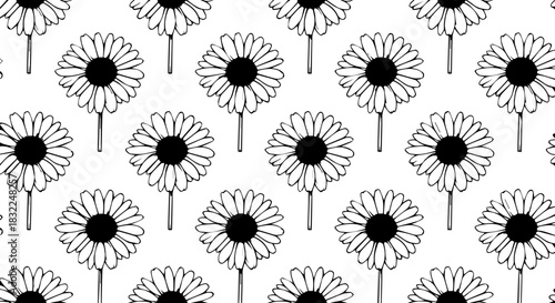 Elegant daisy seamless pattern design perfect for branding, textiles, or backgrounds. Modern floral repeating motif with a hand-drawn feel