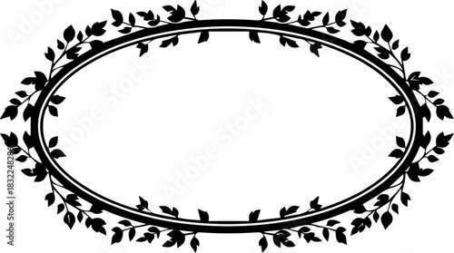 Elegant floral oval frame for invitations and announcements, personalize your design with this classic botanical border element, vector ready