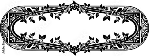 Elegant floral art deco frame with swirling vines, perfect for invitations, announcements, or adding a touch of vintage glamour to any project