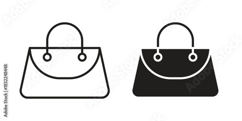 Woman purse icon symbol. Classic flat and linr style