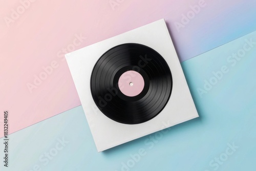 Vinyl Record Album Cover Mockup Pastel Gradient Background Music