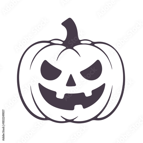 Illustration of a spooky jack o lantern with triangle eyes and toothy grin for halloween season design