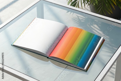 Colorful Notebook Rainbow Pages Stationery Flat Lay Creative
