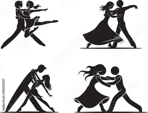 Couple Dynamic Salsa Flow vector Illustration