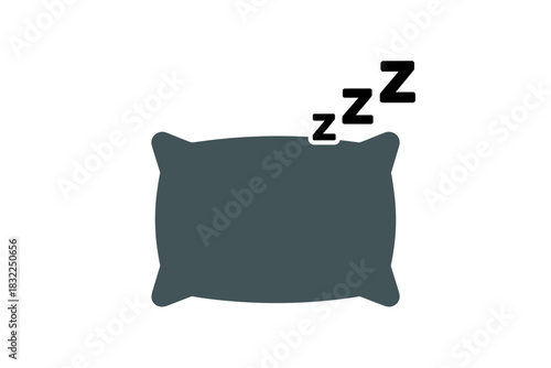 A gray pillow with three black z characters above it suggesting someone is sleeping soundly