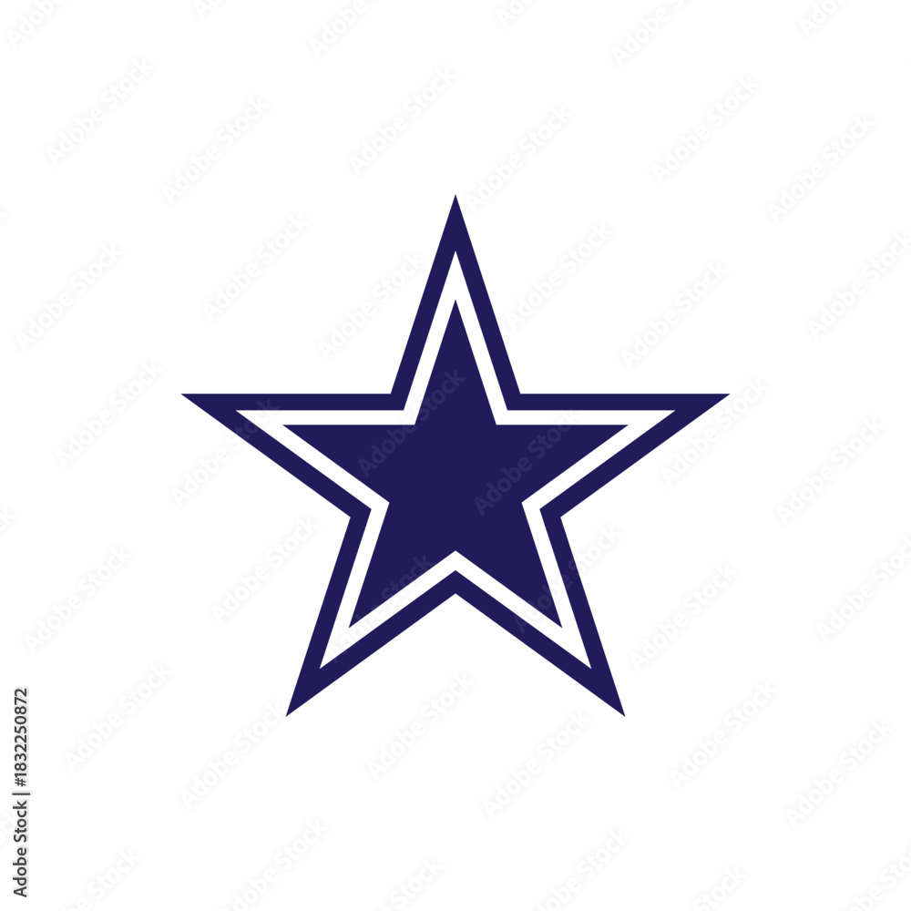 Obraz premium Blue cowboys star icon silhouette vector flat design on white background.