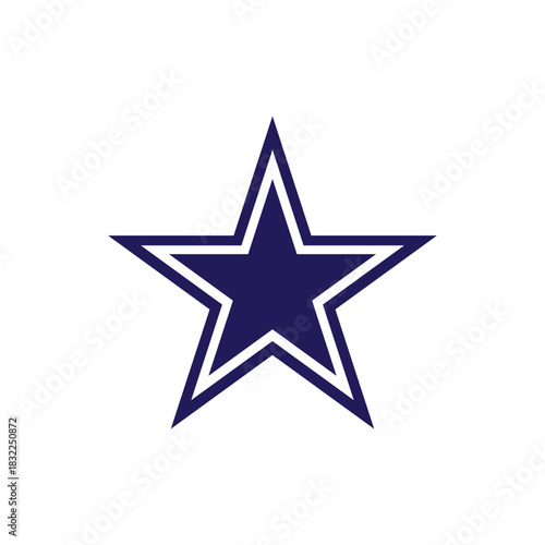 Blue cowboys star icon silhouette vector flat design on white background.