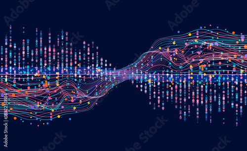 Ai technology. Concept of artificial intelligence. Dots lines. Digital, communication, science, networks