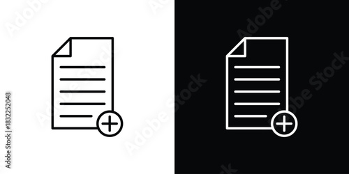 Add document icon line drawing clipart symbol. Vector illustration