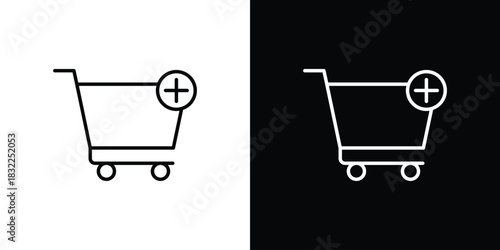Add to cart icon line drawing clipart symbol. Vector illustration