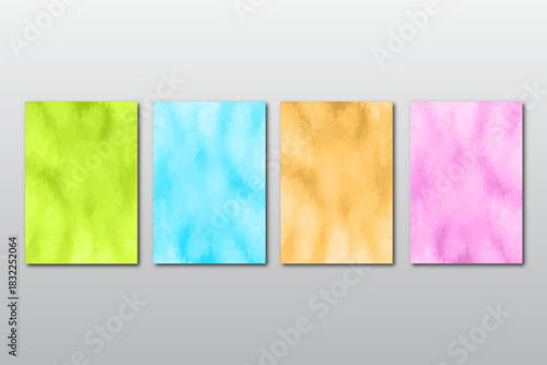 Set of creative minimalist hand painted Wedding Invitation With abstract watercolor arts background