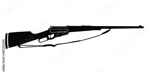 President Theodore Roosevelt’s Winchester Model 1895 Rifle, Lever action rifle silhouette vector, Classic hunting firearm outline illustration, Tactical rifle minimal vector art.eps
