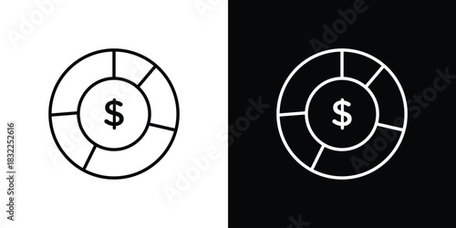 Asset allocation icon line drawing clipart symbol. Vector illustration