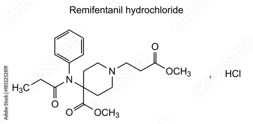 Remifentanil hydrochloride, chemical structure of remifentanil hydrochloride, drug substance