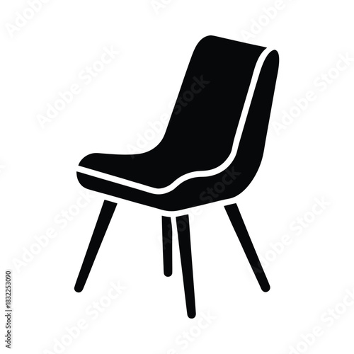 Cafe chair icon slanted legs flat vector monoline furniture design