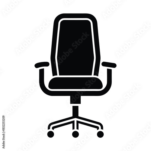Office chair icon high-back side view flat vector  icon monoline design