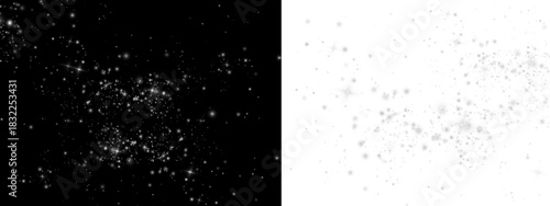 Abstract light particle overlay effect split black and transparent background