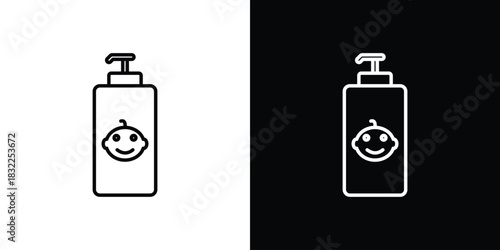 Baby shampoo icon line drawing clipart symbol. Vector illustration