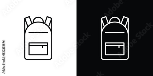 Backpack icon line drawing clipart symbol. Vector illustration