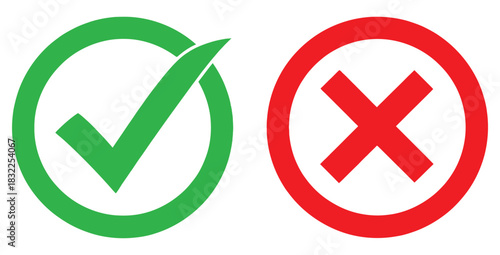 Green check mark and red x mark symbols representing positive and negative choices