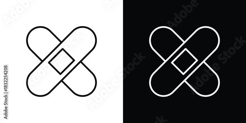 Band aid icon line drawing clipart symbol. Vector illustration