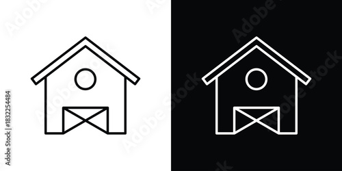 Barn icon line drawing clipart symbol. Vector illustration