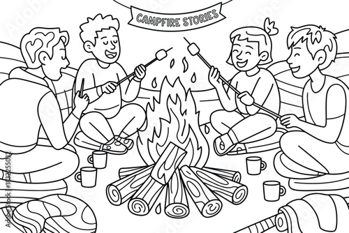 Campfire stories with friends roasting marshmallows at night creating lasting memories and fun
