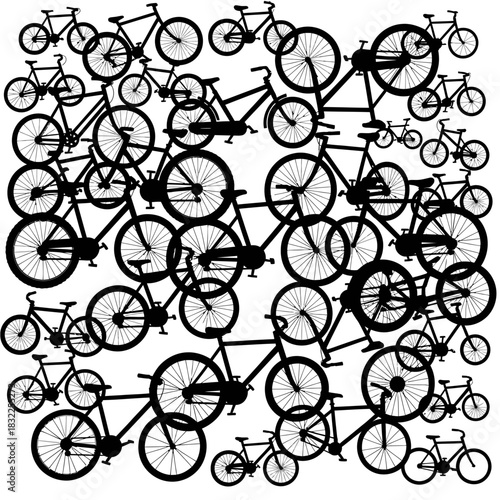 Bike silhouettes pattern background vector illustration for cycling and bicycle art design