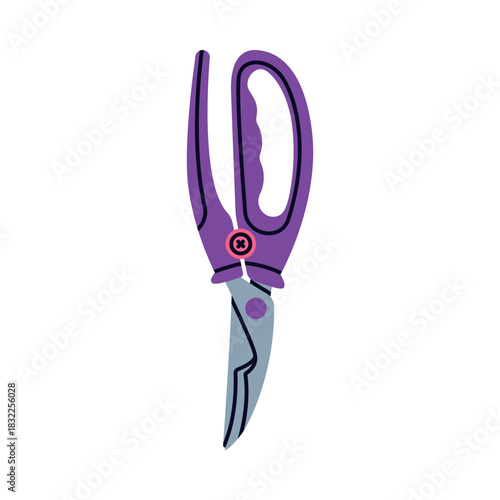 Pair of Scissors and Garden Pruner or Clipper as Hand-operated Shearing Tool Vector Illustration