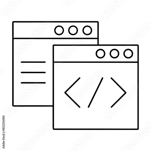 Two simple windows with code and menu line design