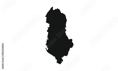 Albania silhouette map isolated on white background for design elements