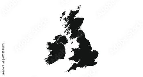 United kingdom silhouette map geographic representation of the british isles