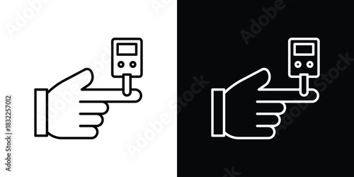 Blood sugar test icon line drawing clipart symbol. Vector illustration