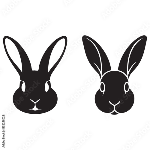 Two rabbit heads in silhouette bunny hare