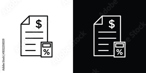 Budget planning icon line drawing clipart symbol. Vector illustration