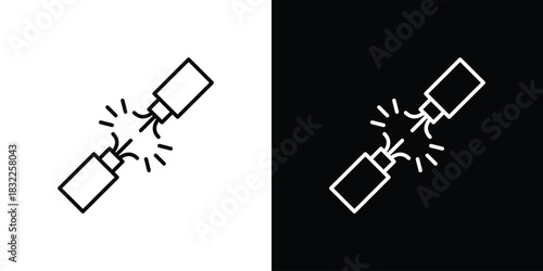 Broken Wire Icon icon line drawing clipart symbol. Vector illustration