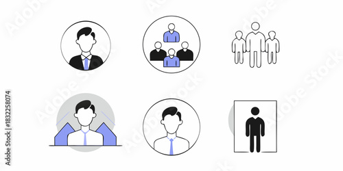 Teamwork line icons set. Businessman outline icons collection. Work group and human resources. Business teamwork, human resources, meeting, partnership, meeting, work group, success icon vector 
