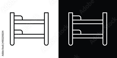 Bunk bed icon line drawing clipart symbol. Vector illustration